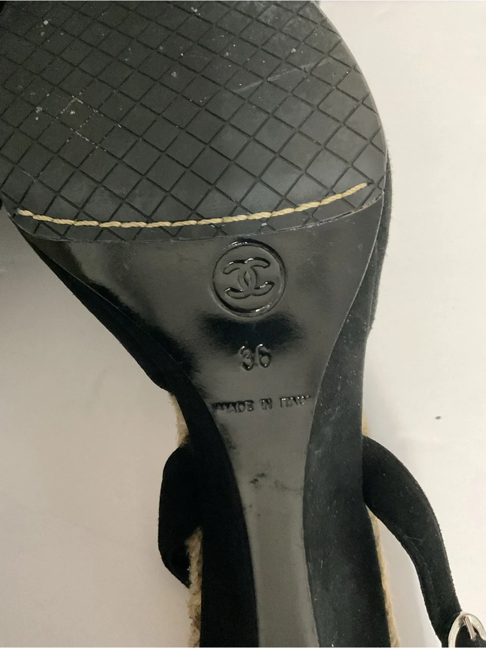 CHANEL Camellia Suede Espadrille Wedge